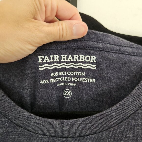 Fair Harbor Classic Tee Navy Blue T-Shirt Shirt BCI Cotton Comfy Men's 2X - Picture 5 of 6